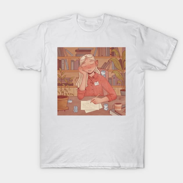 Tired of studying girl T-Shirt by dariko art